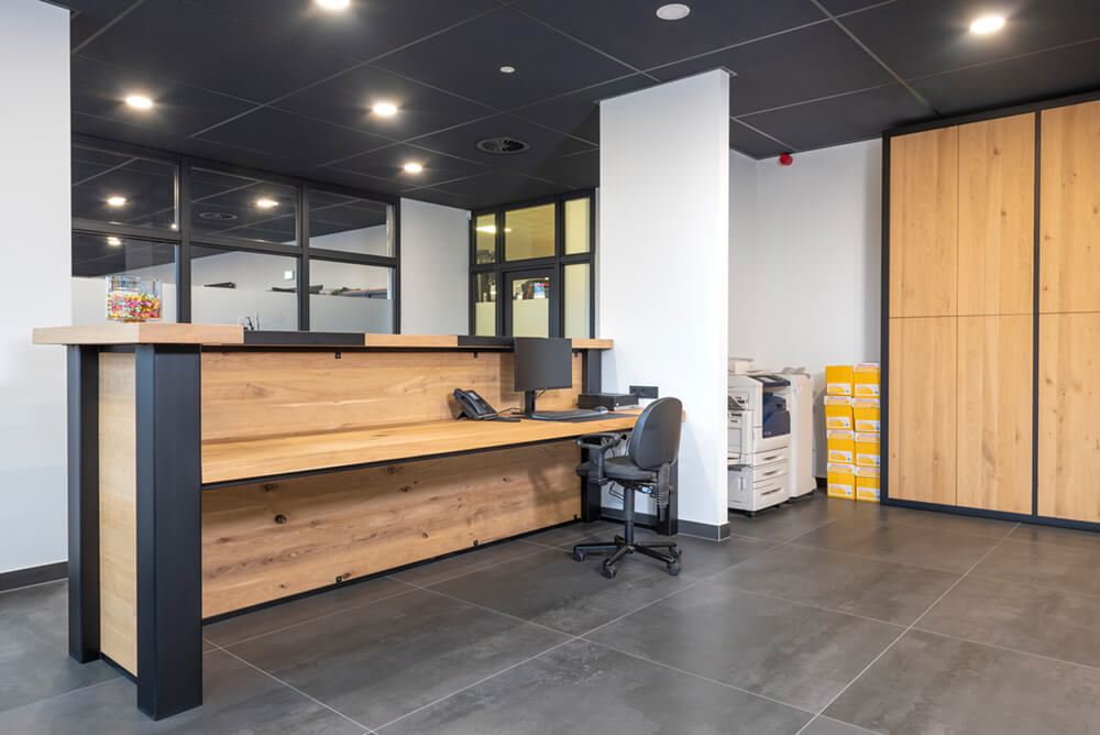 Rustiek eiken balie kantoor - Stalen frame