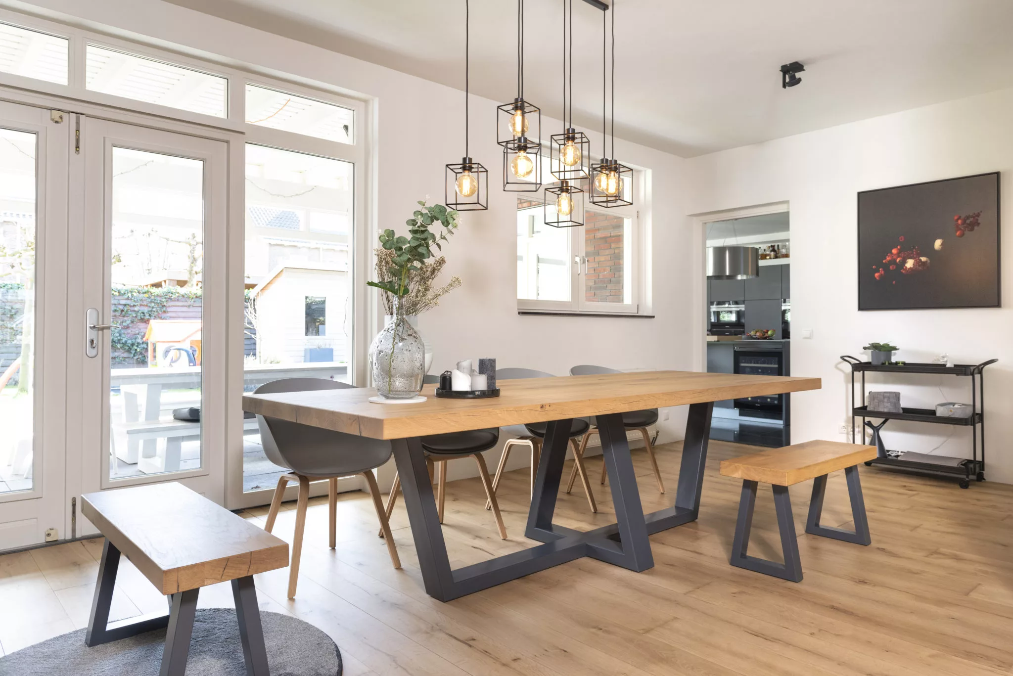 Speelse eiken eetbanken