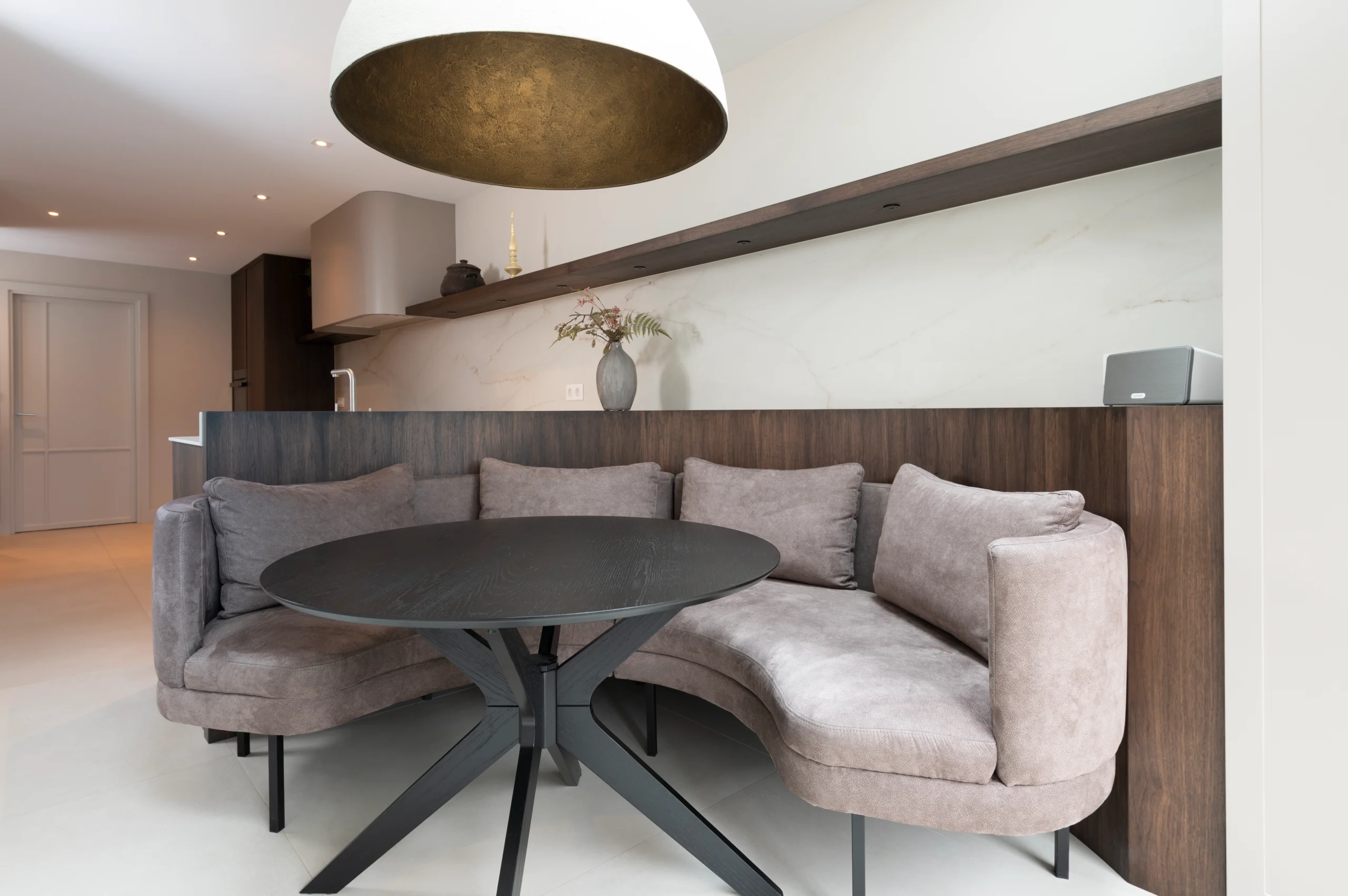 Ronde Zilt eetkamerbank