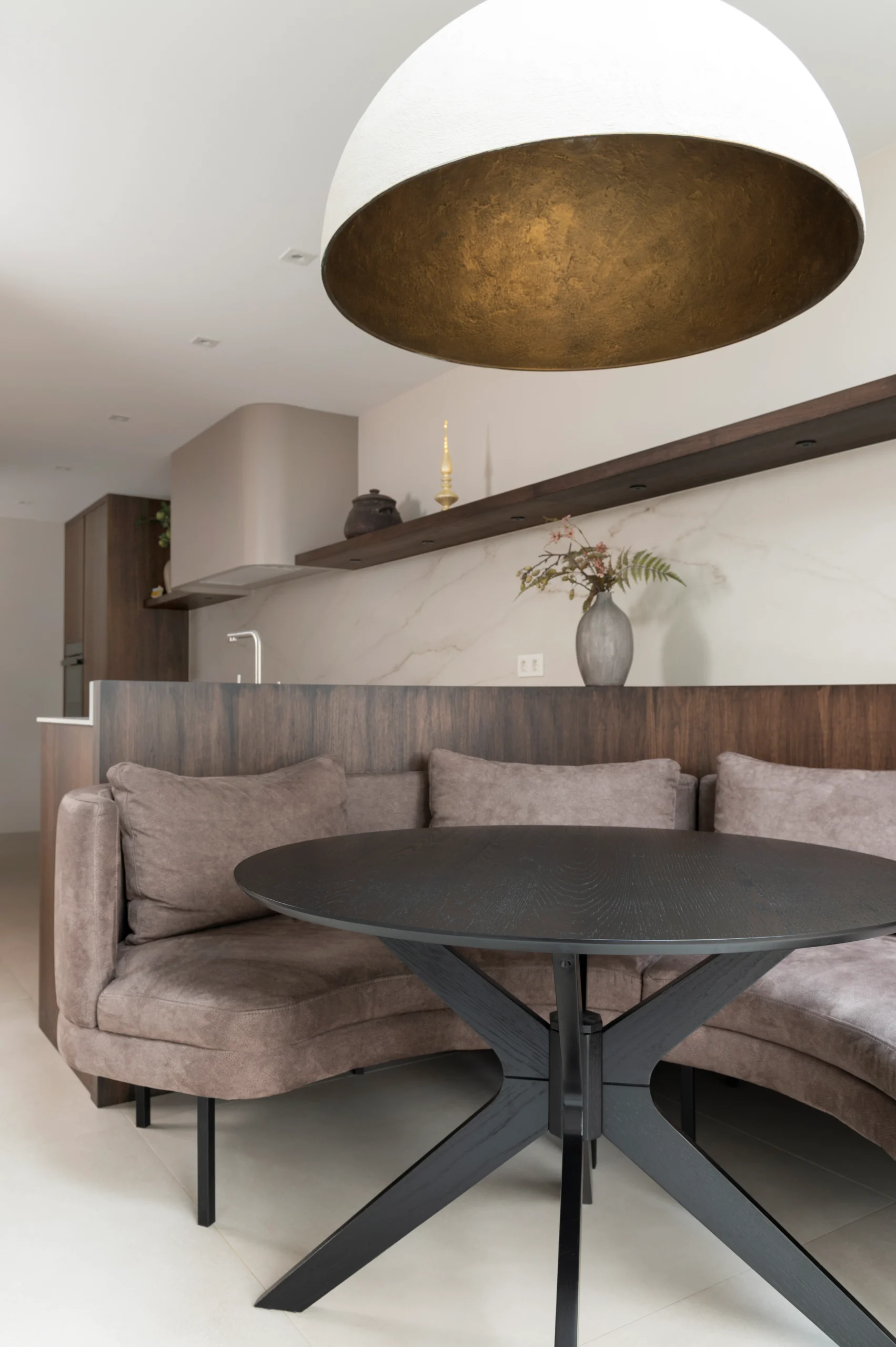 Ronde Zilt eetkamerbank