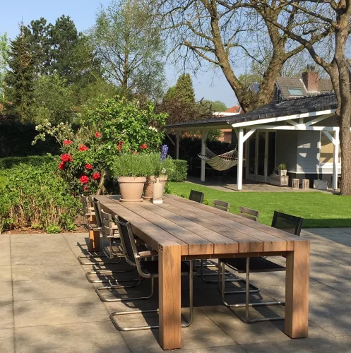 Bilingahouten tuintafel
