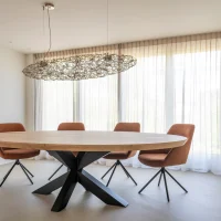 Massief Eiken Deens ovale tafel - Kruispoot