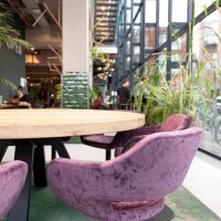 Massief eiken ronde kantoortafel