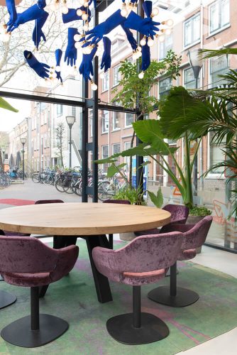 Massief eiken ronde kantoortafel