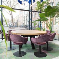 Massief eiken ronde kantoortafel