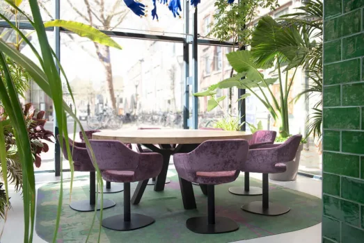 Massief eiken ronde kantoortafel