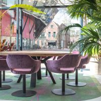 Massief eiken ronde kantoortafel